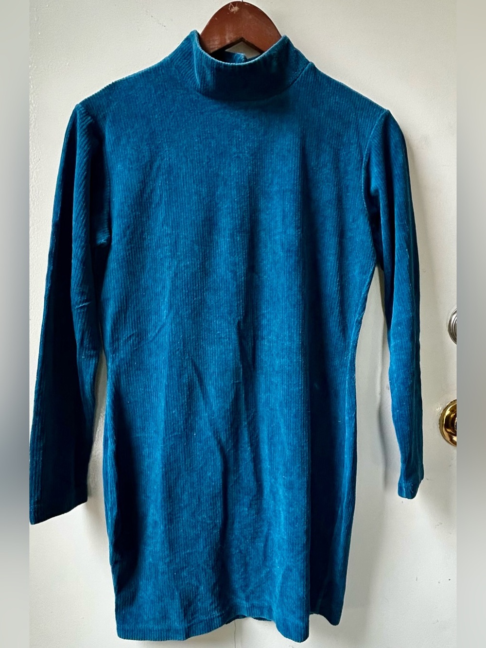Esprit Teal Ribbed Turtleneck Sweater Dress